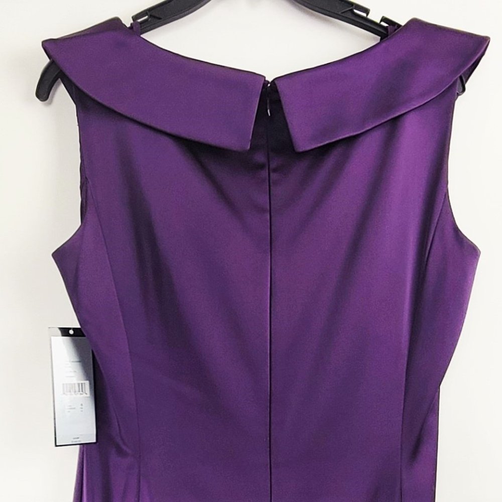 NWT TAHARI BY ASL Side Ruched Stretch Satin Gown - Picture 6 of 8